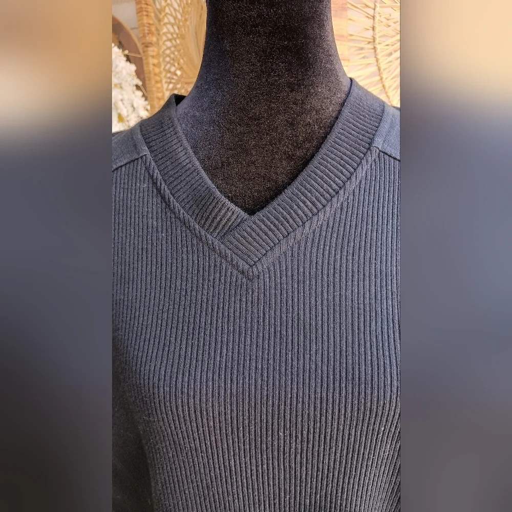 Vintage 90s Adidas Black V-Neck Vest with Green Logo_XL